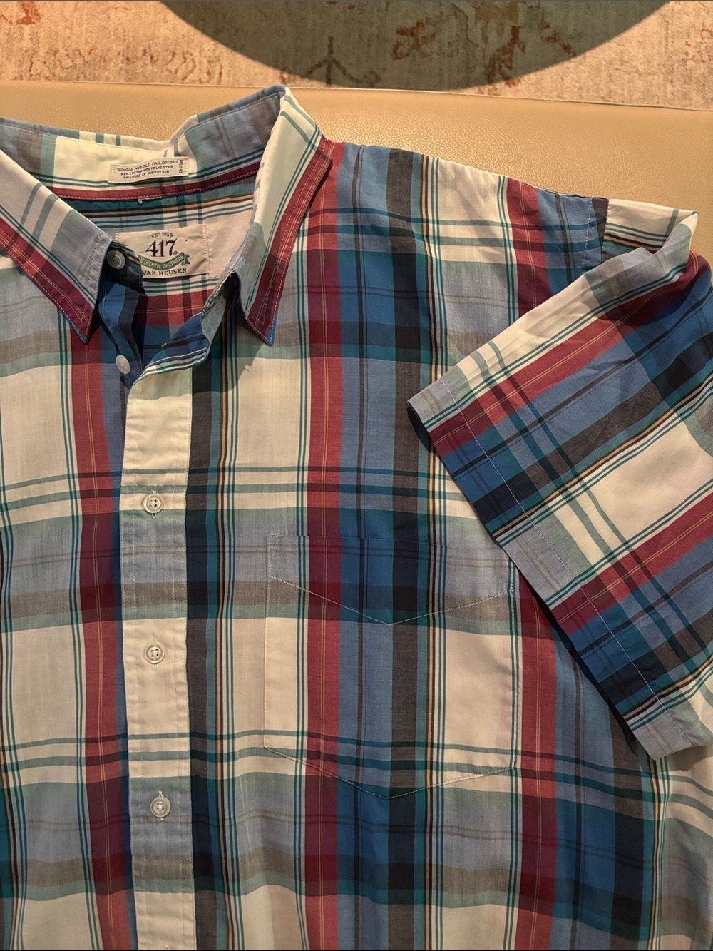 Van Heusen Multicolor Plaid Short-Sleeve Button-Down Shirt